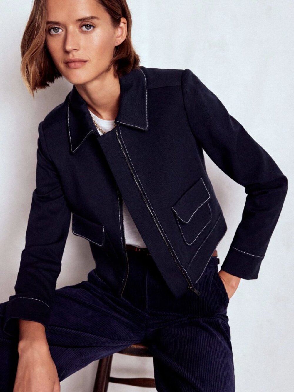 Boden Zip Patch Pocket Jacket, NWT, Navy Size 2